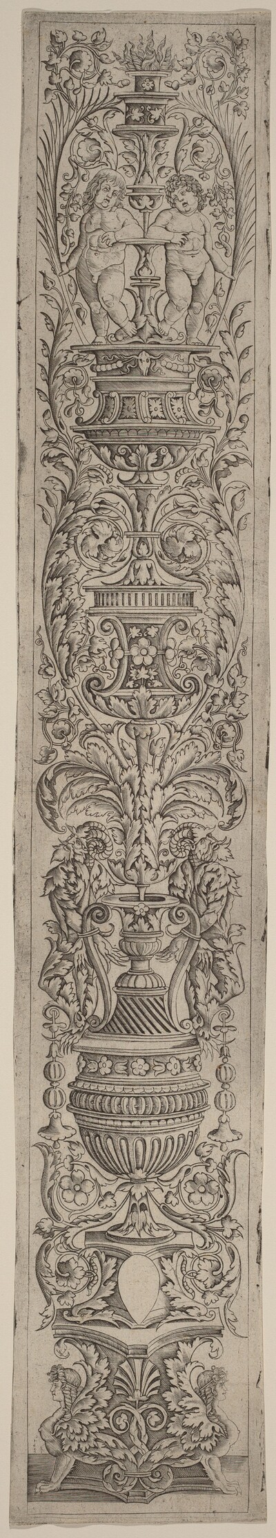 Ornament Panel: Two Sphinxes and Two Children Holding Palms