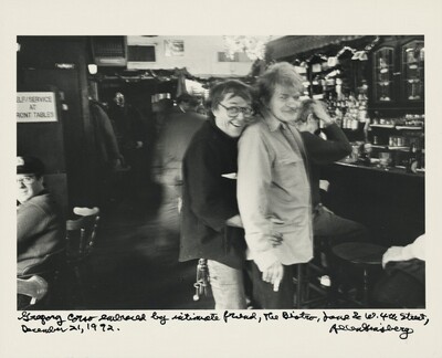 Gregory Corso embraced by intimate friend, The Bistro, Jane & W. 4th Street, December 21, 1992., Allen Ginsberg, 1992