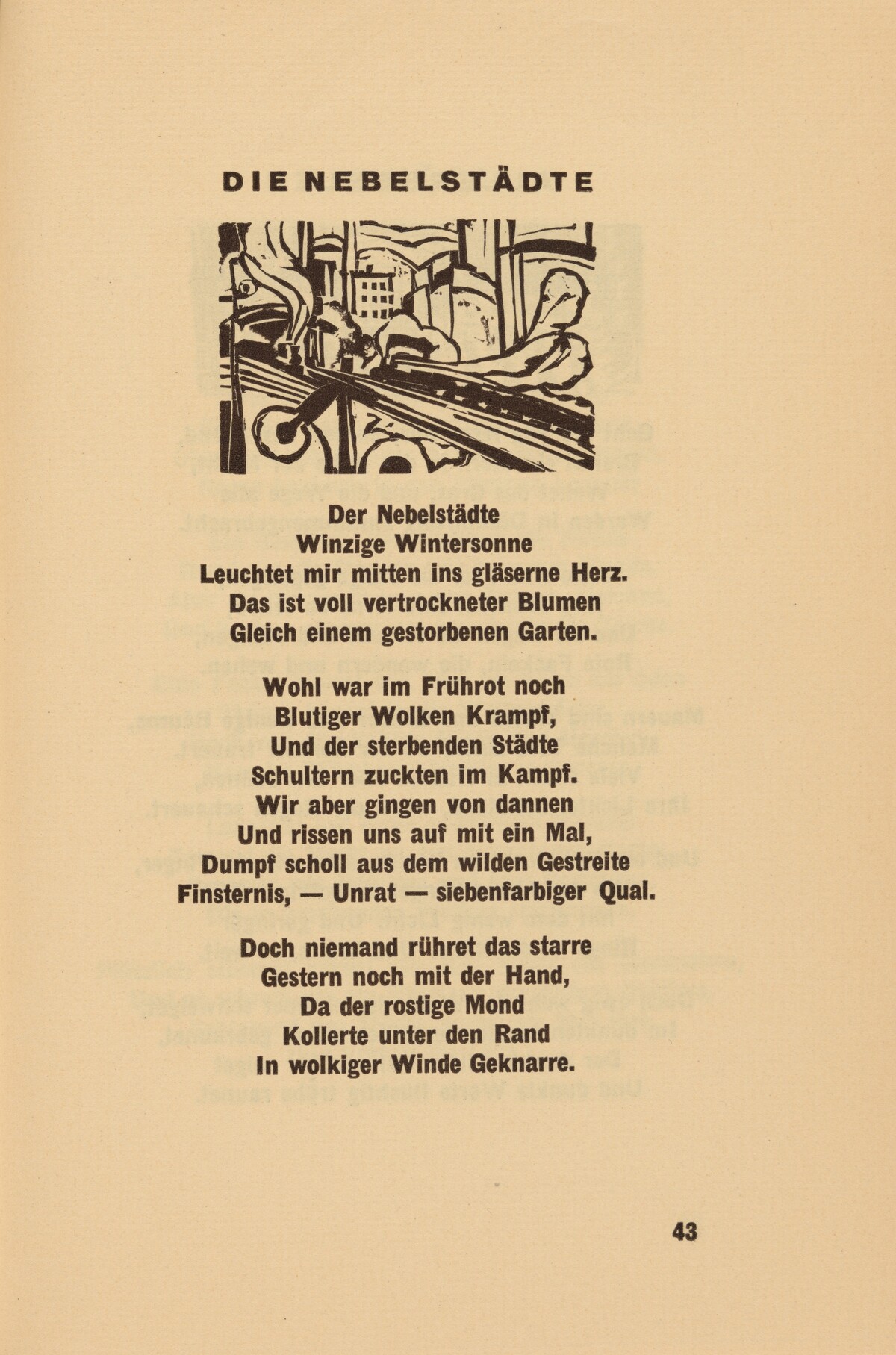 Die Nebelstädte (The Misty Cities) (headpiece, page 43) from Georg Heym: Umbra Vitae (Georg Heym: The Shadow of Life)