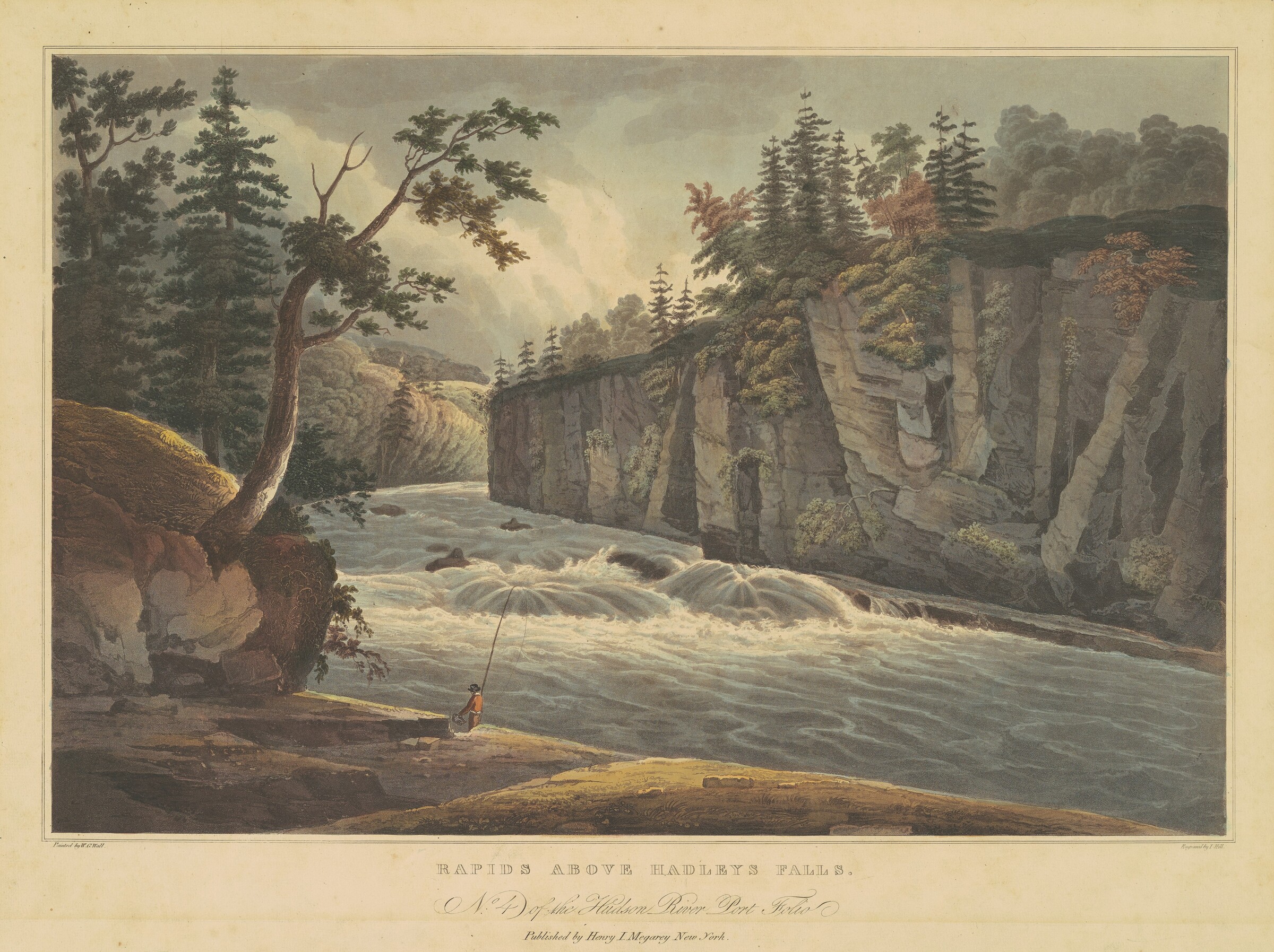 Rapids Above Hadley's Falls, John Hill, after William Guy Wall, 1822-1823