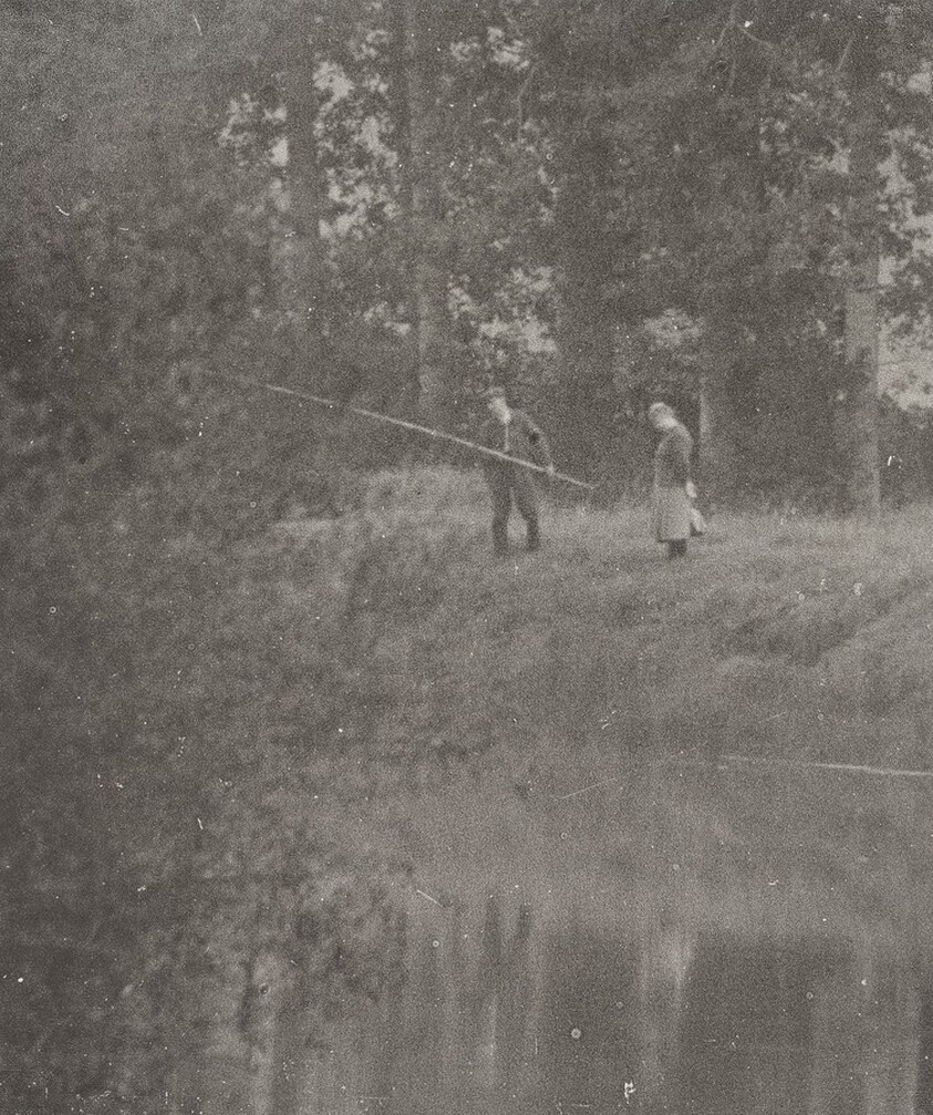 Couple Fishing from Bank of Seine