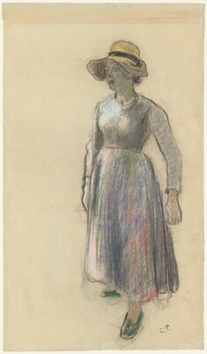 A Peasant Girl in a Straw Hat, Camille Pissarro, c. 1892