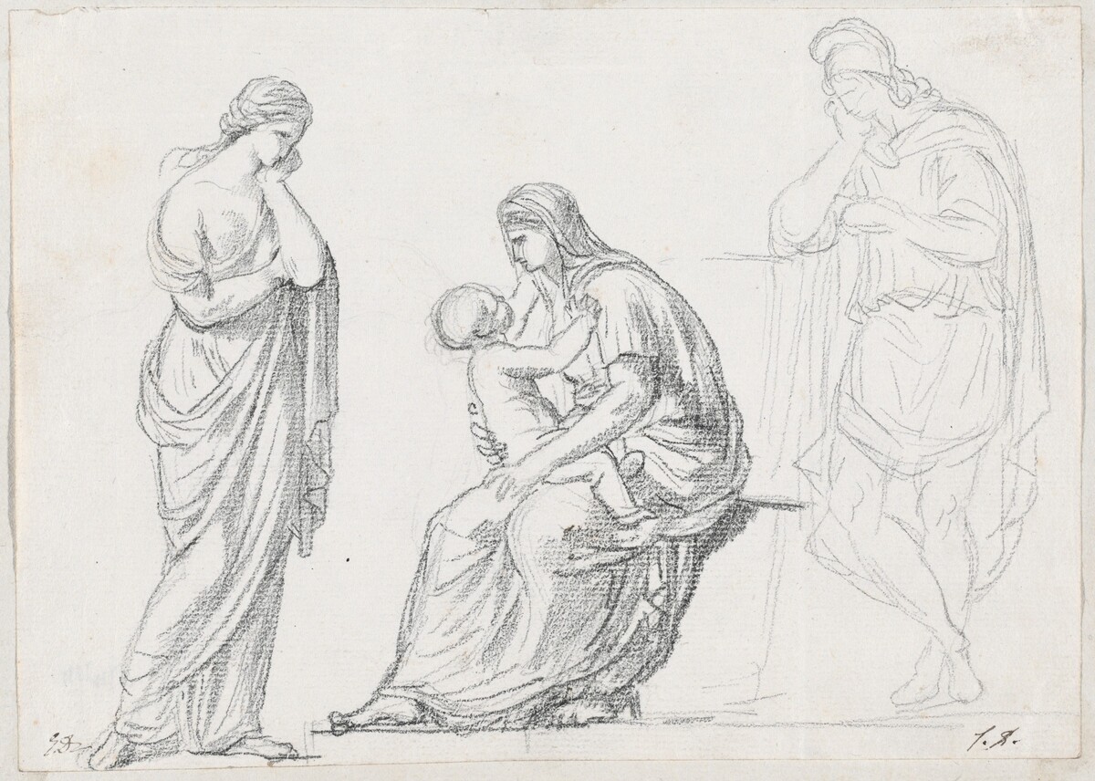 Mother and Child Flanked by Two Standing Figures