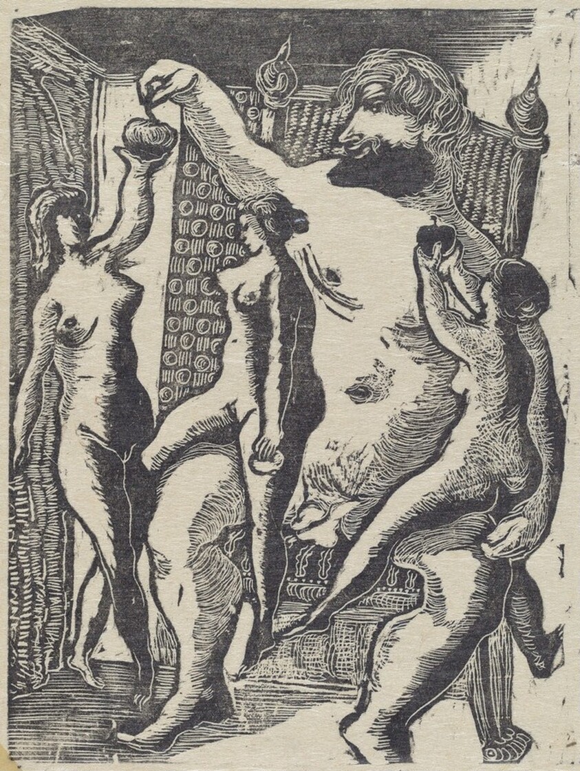 Gargantua avec les trois graces - mais a "chacune" une pomme (a la R.)