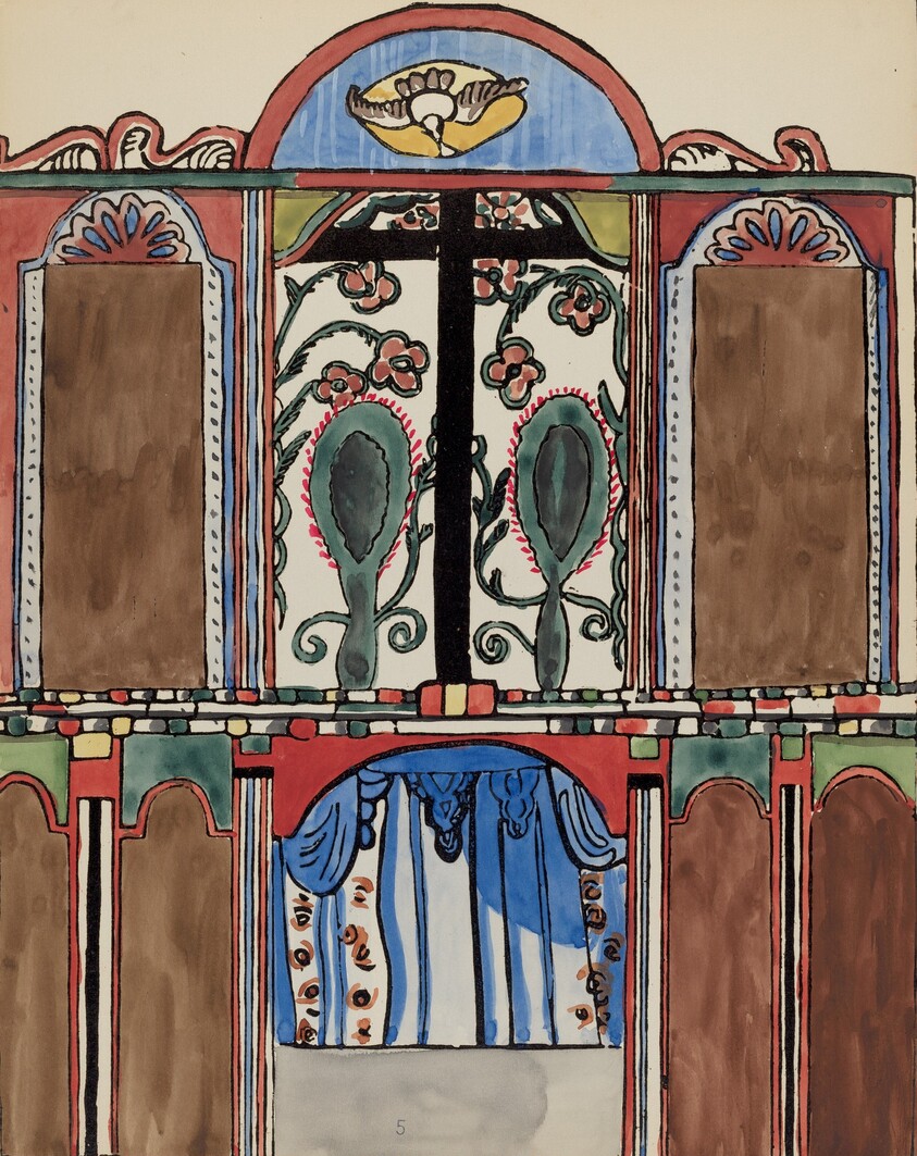 Plate 5: Main Altarpiece, Santa Cruz: From Portfolio "Spanish Colonial Designs of New Mexico"