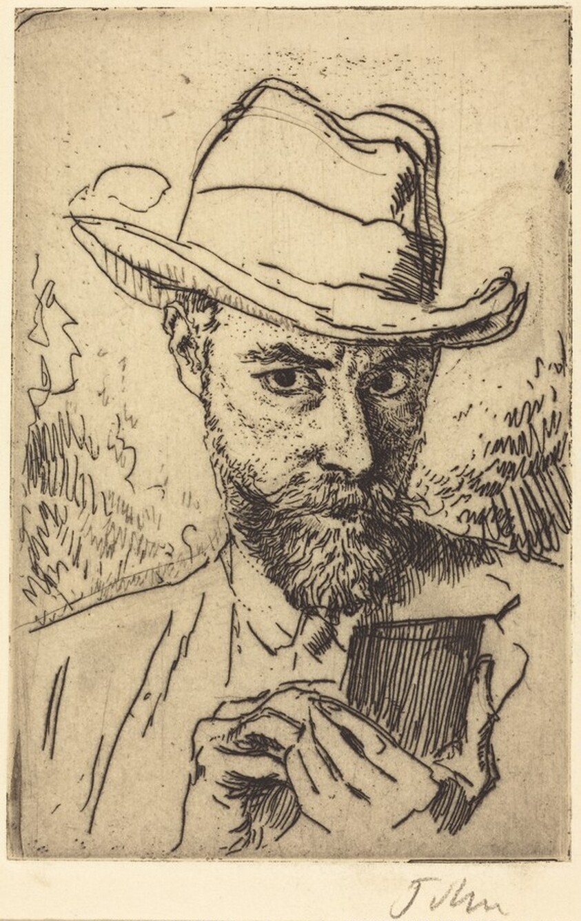 A Man Etching - Self-Portrait