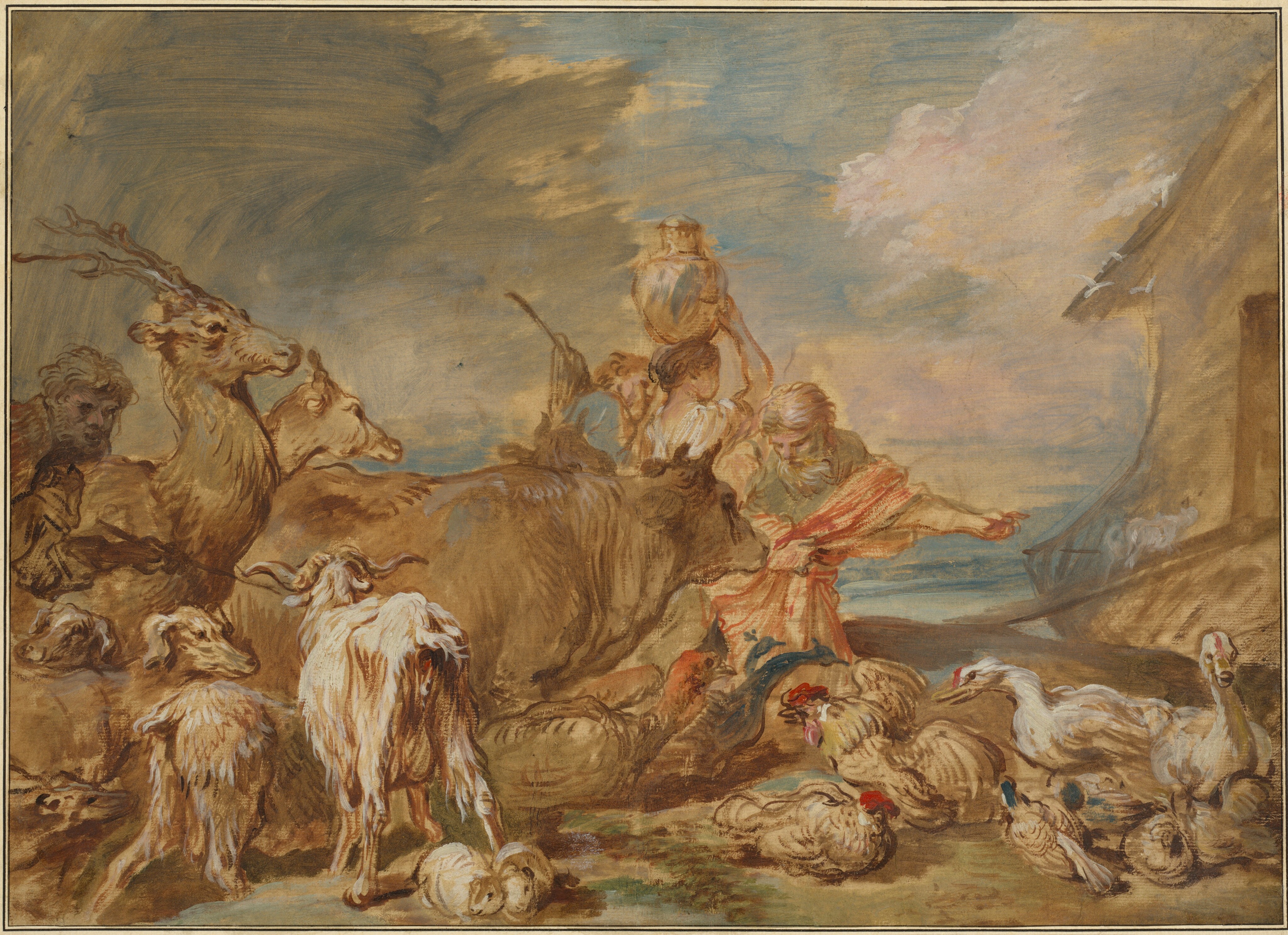 Noah Leading the Animals into the Ark by Giovanni Benedetto