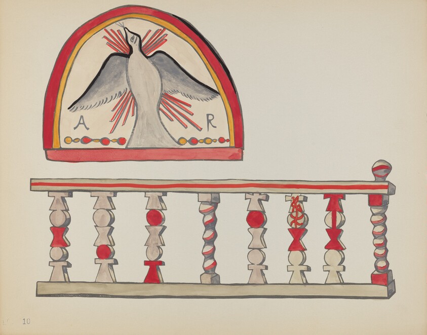 Plate 10: Holy Ghost Lunette & Altar Rail, Chimayo: From Portfolio "Spanish Colonial Designs of New Mexico"
