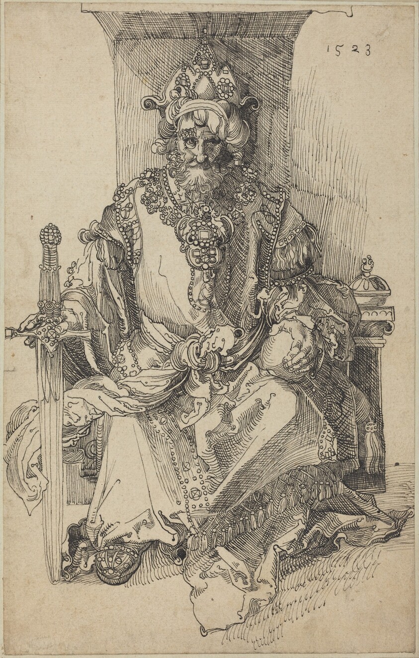 An Oriental Ruler Seated on His Throne
