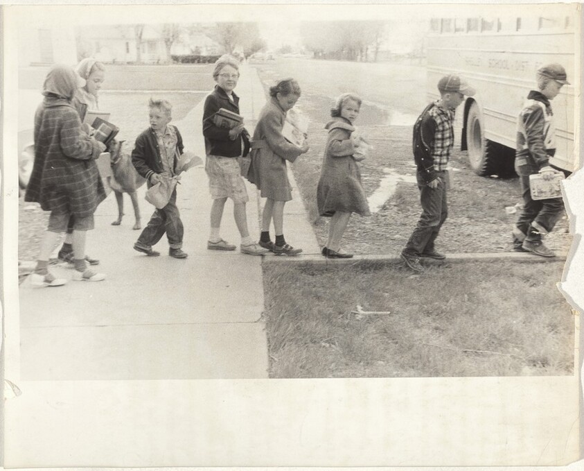 School children boarding bus--Blackfoot, Idaho