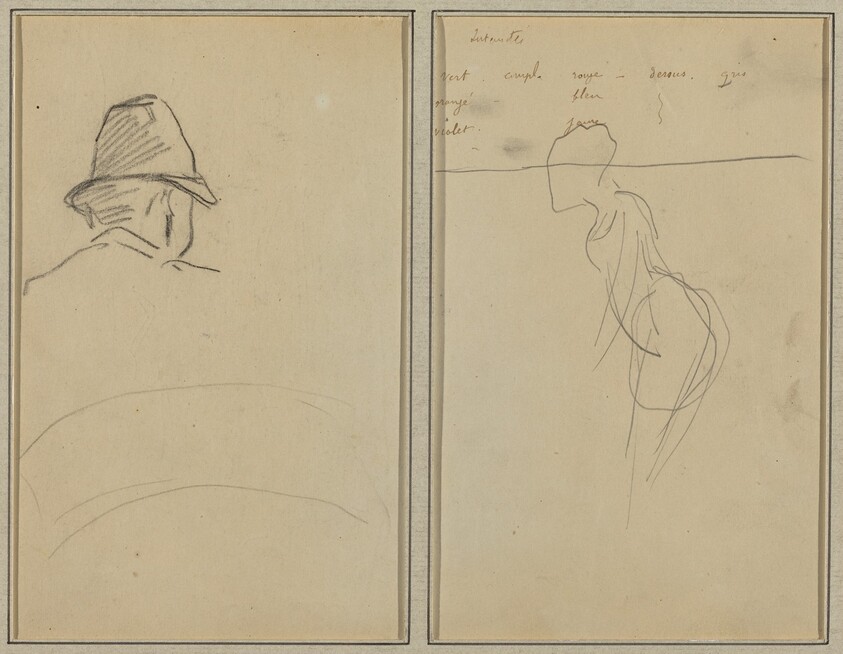 A Head of Man with Hat, Seen from Behind; A Standing Woman [recto]
