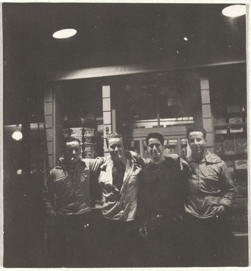 Self-Portrait with framemaker (left) and two unidentified men