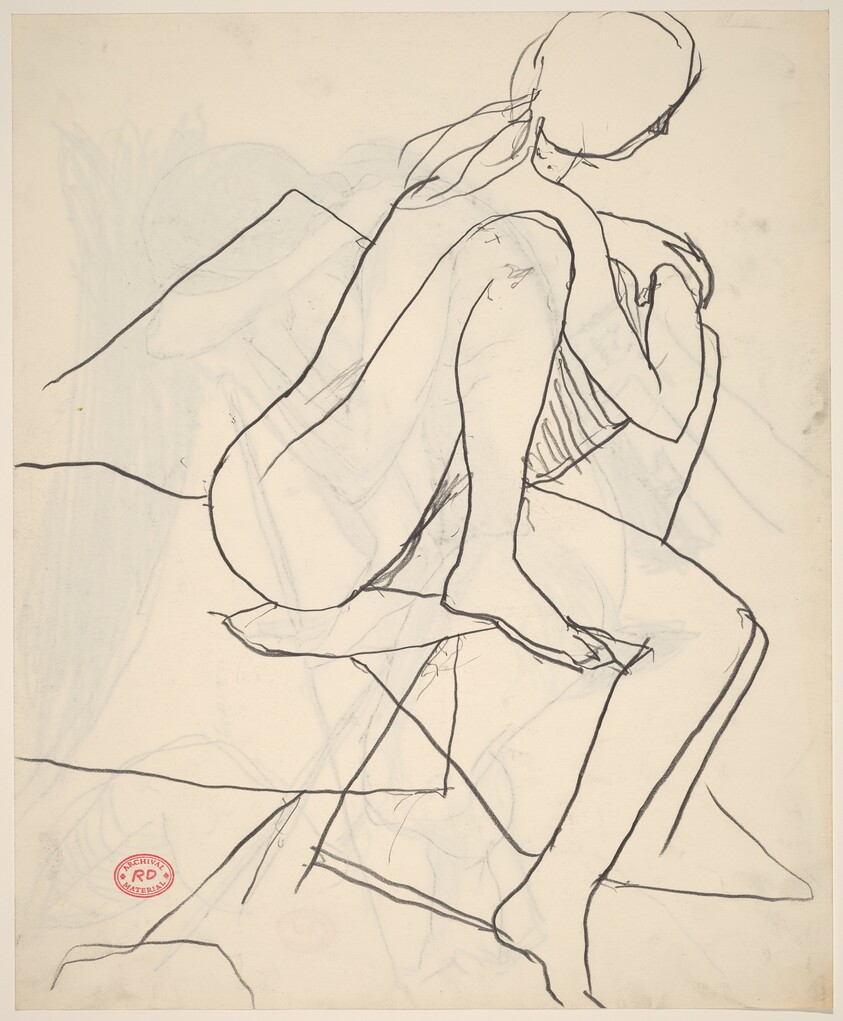 Untitled [seated female nude turning aside]