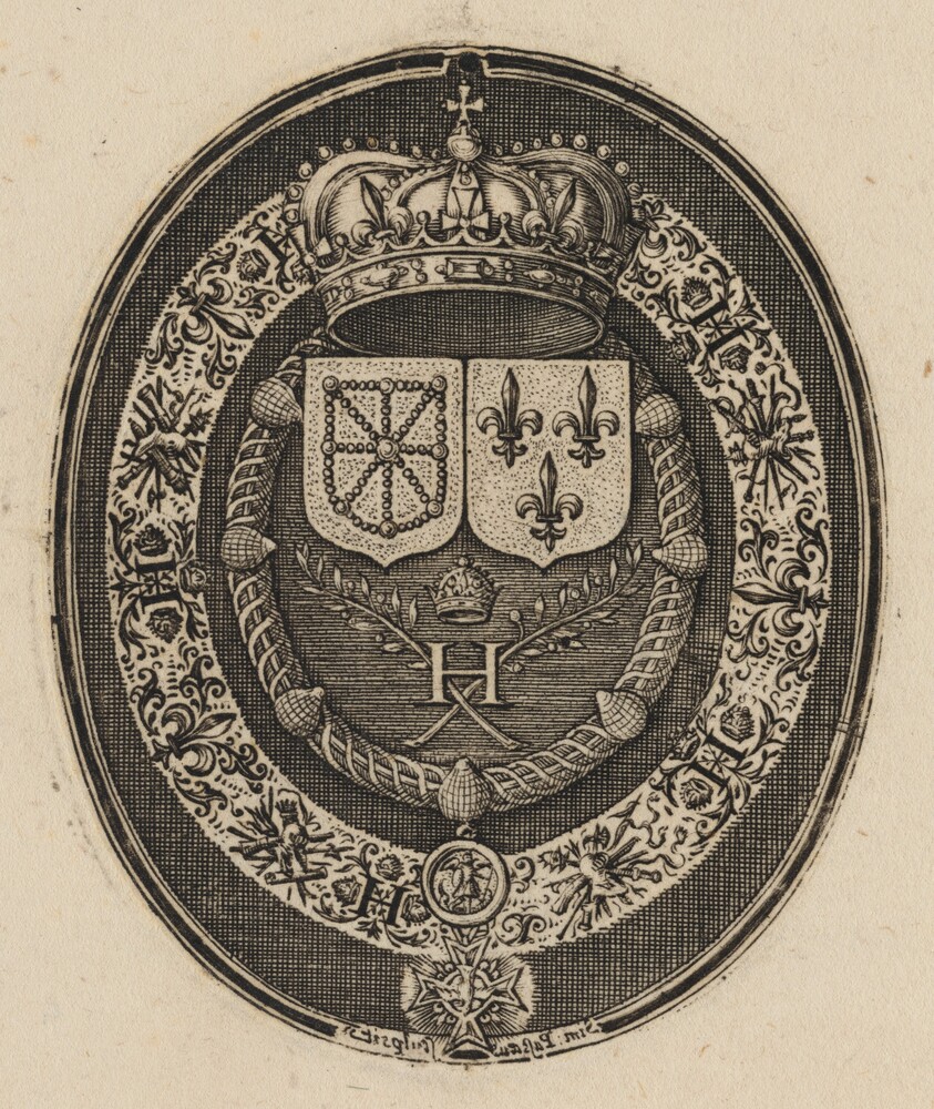 Shields of Henry IV and Maria de Medici [left half]