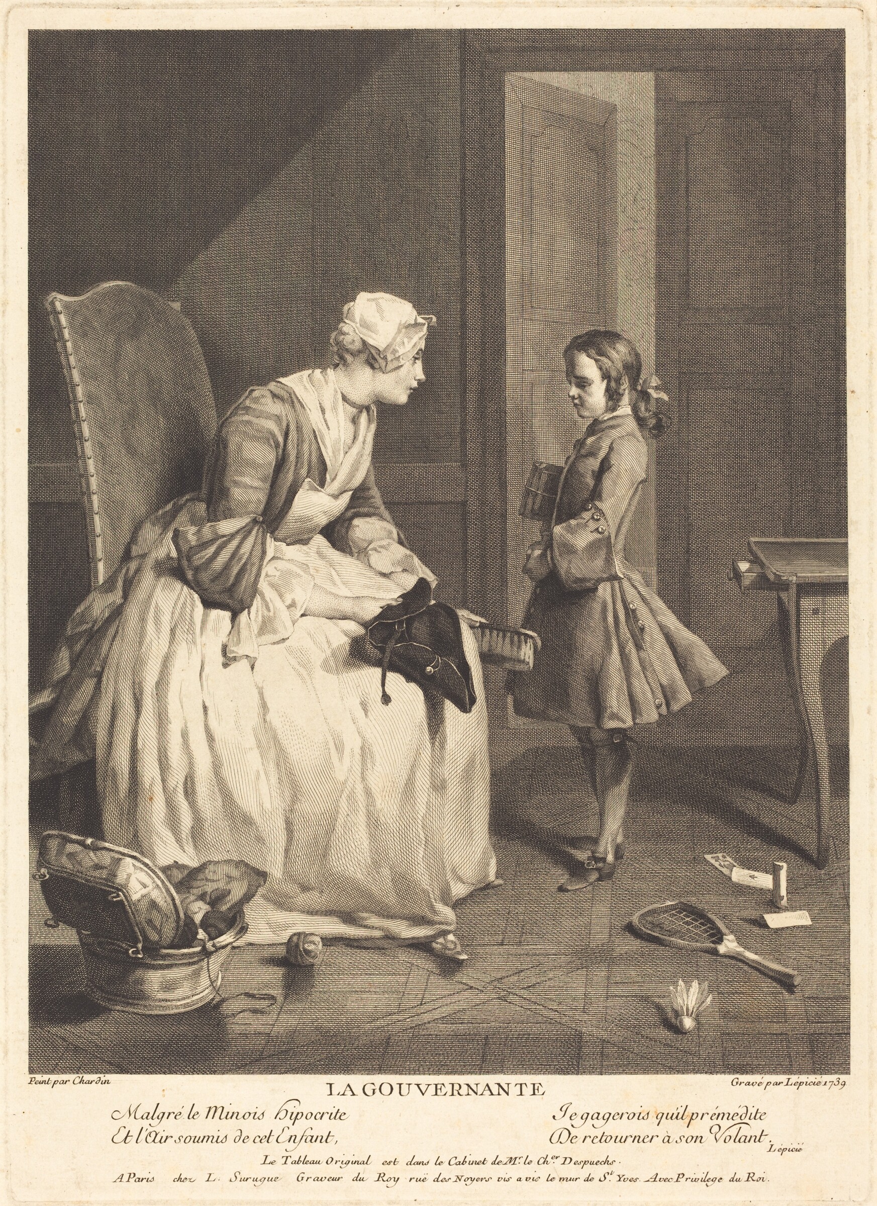 La Gouvernante, Bernard Lépicié after Jean Siméon Chardin, 1739