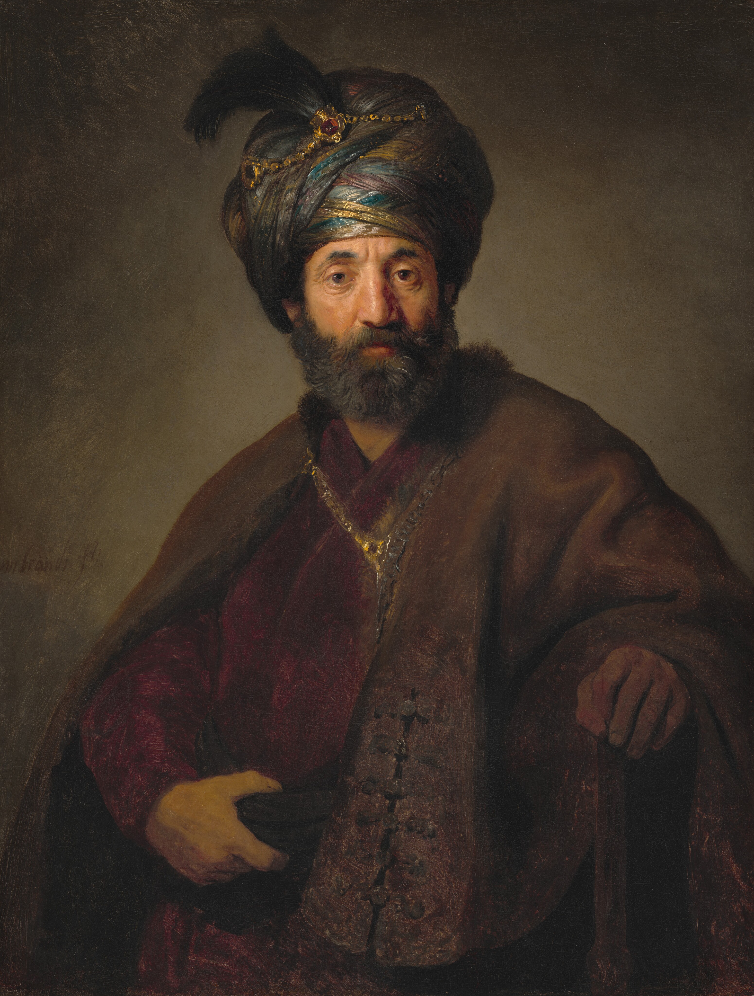 Man in Oriental Costume by Rembrandt van Rijn, Dutch 17th Century, Govaert  Flinck