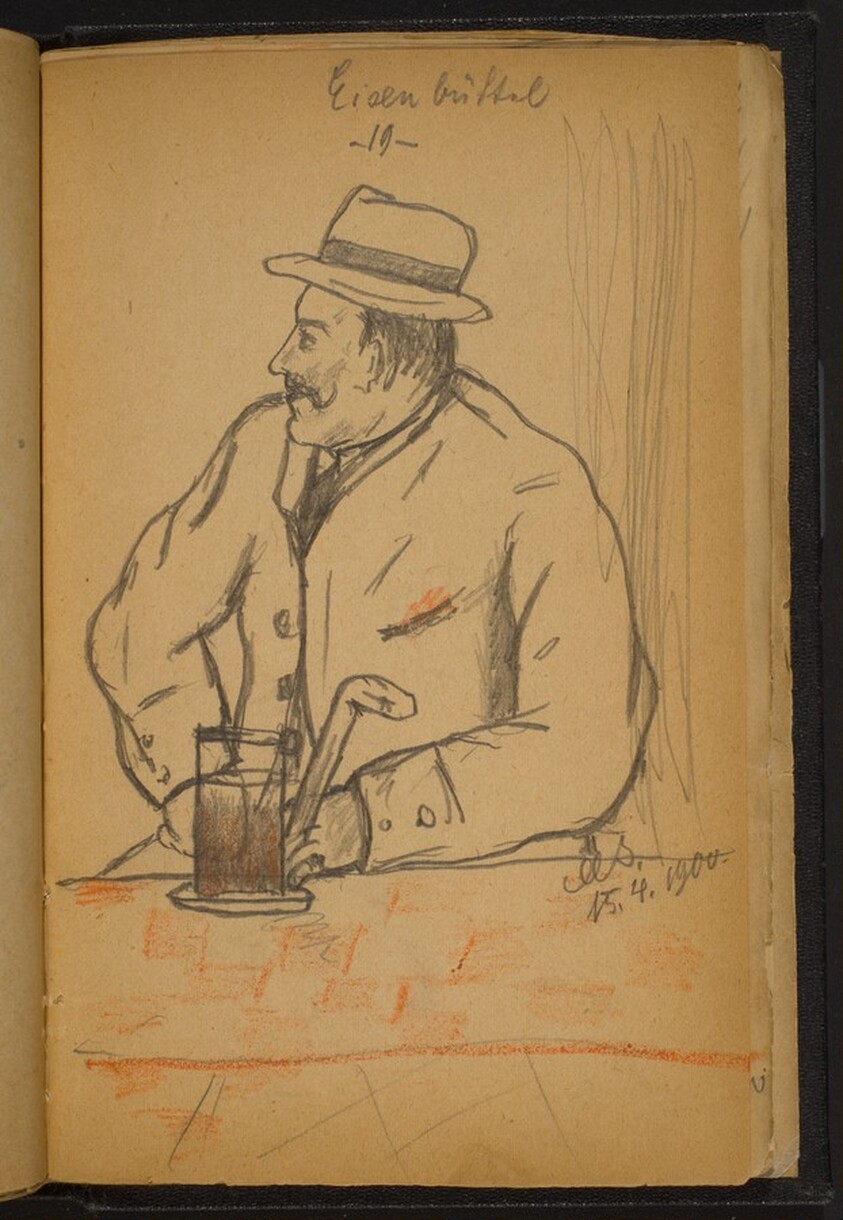 Man Holding a Cane, Seated at a Bar