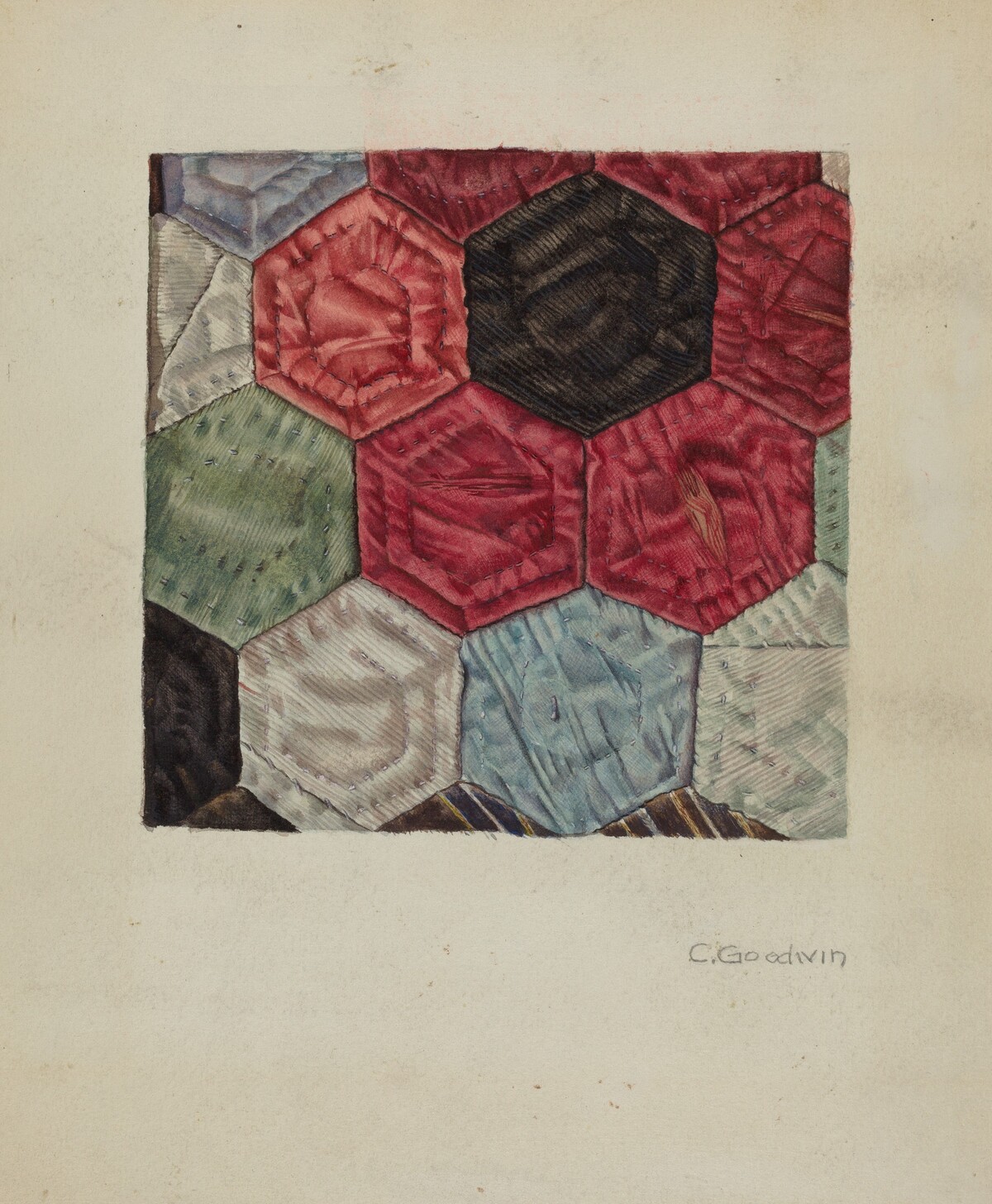 Quilt (detail) - "Honeycomb Pattern"