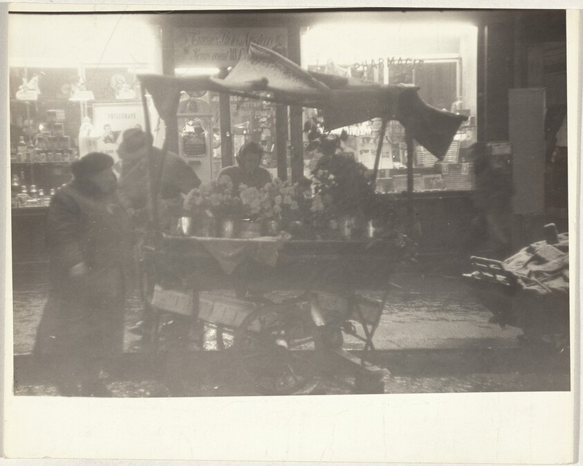 Flower vendor in rain, Paris