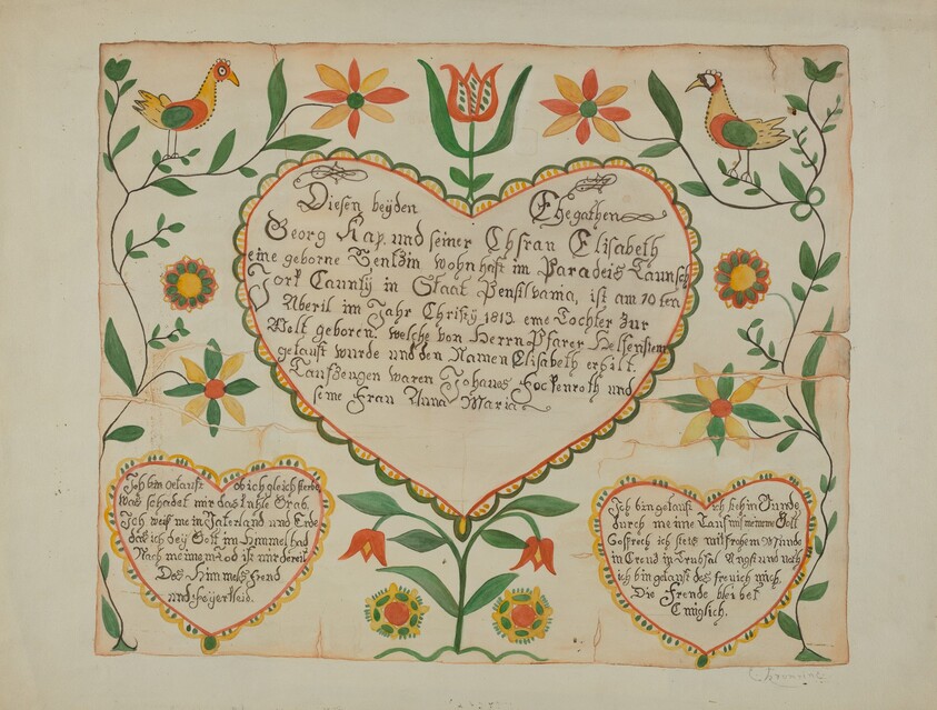 Fraktur - Birth and Baptismal Certificate