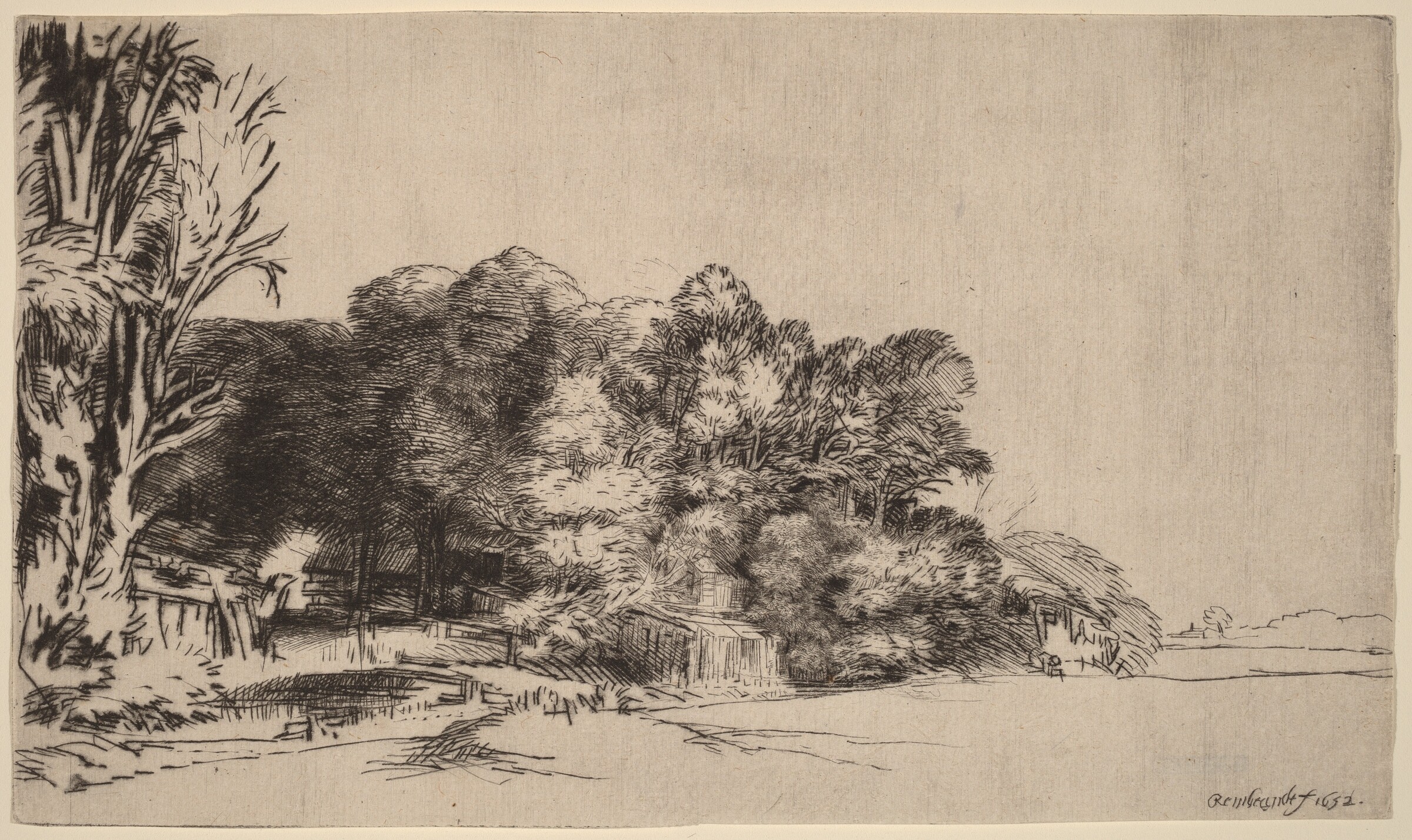 Clump of Trees with a Vista, Rembrandt van Rijn, 1652