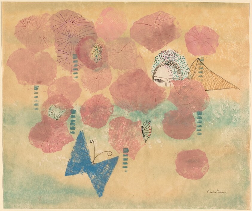 Poppies with Butterfly and Self-Portrait