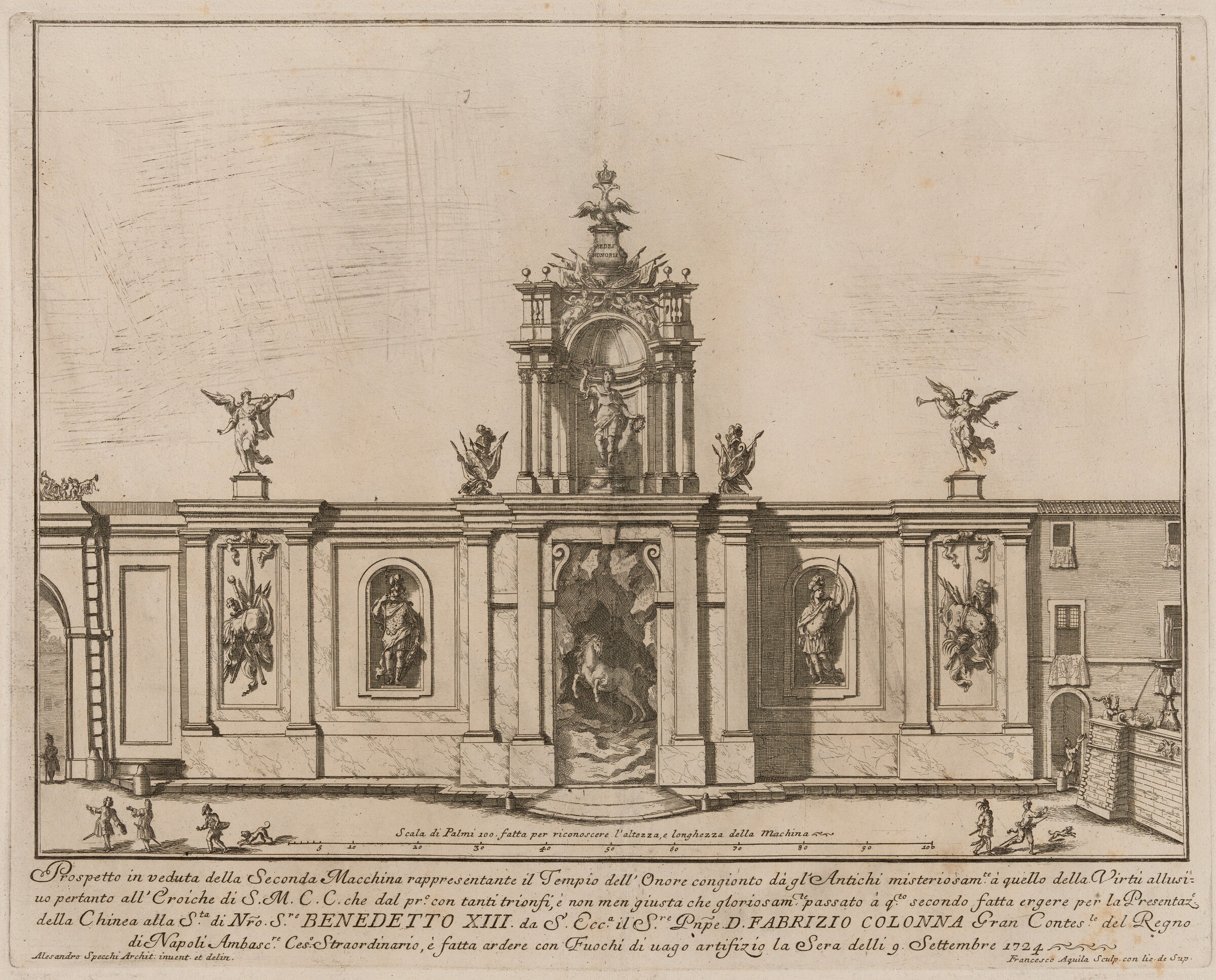 The Seconda Macchina for the Chinea of 1724: The Temple of Honor, Francesco Faraone Aquila, after Alessandro Specchi, 1724