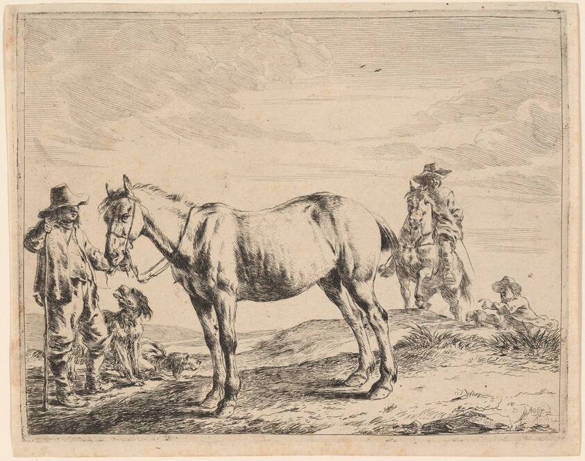 A Man Holding a Horse by His Bridle