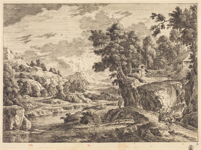 Landscape with a Bridge and Three Farm Buildings