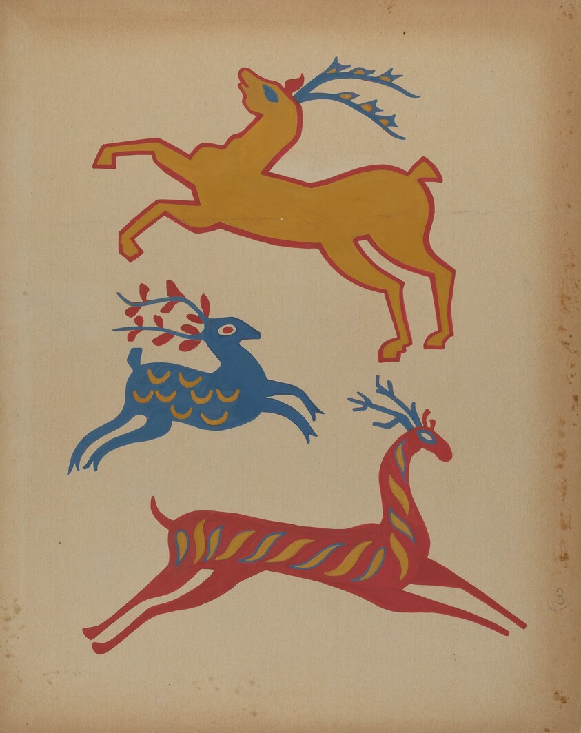 Drawing for Plate 3: From Portfolio "Folk Art of Rural Pennsylvania"