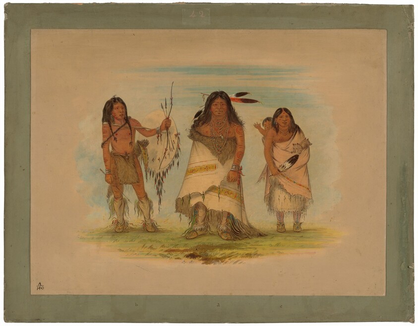 Camanchee Chief, His Wife, and a Warrior