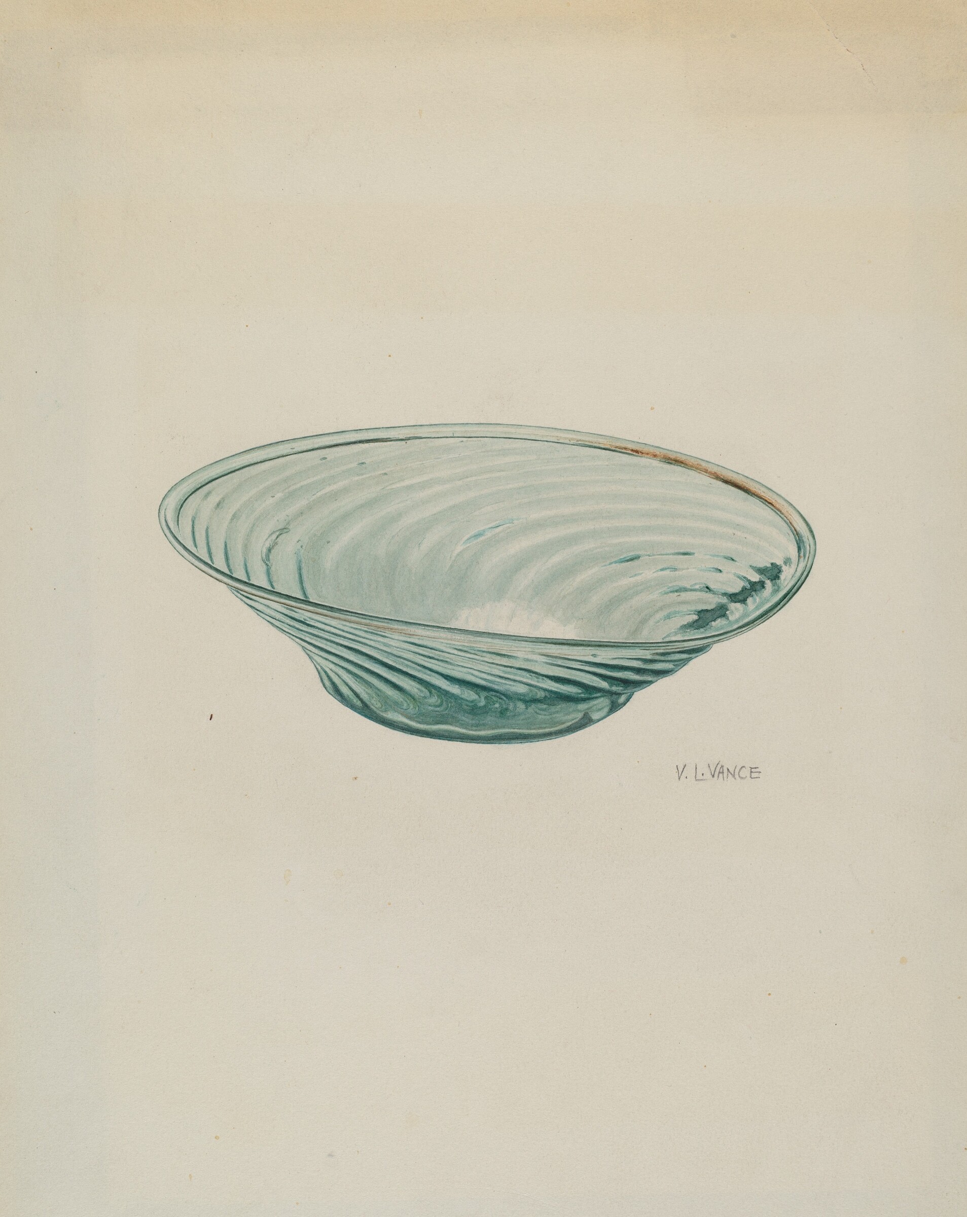 Flat Glass Bowl, V.L. Vance, c. 1940