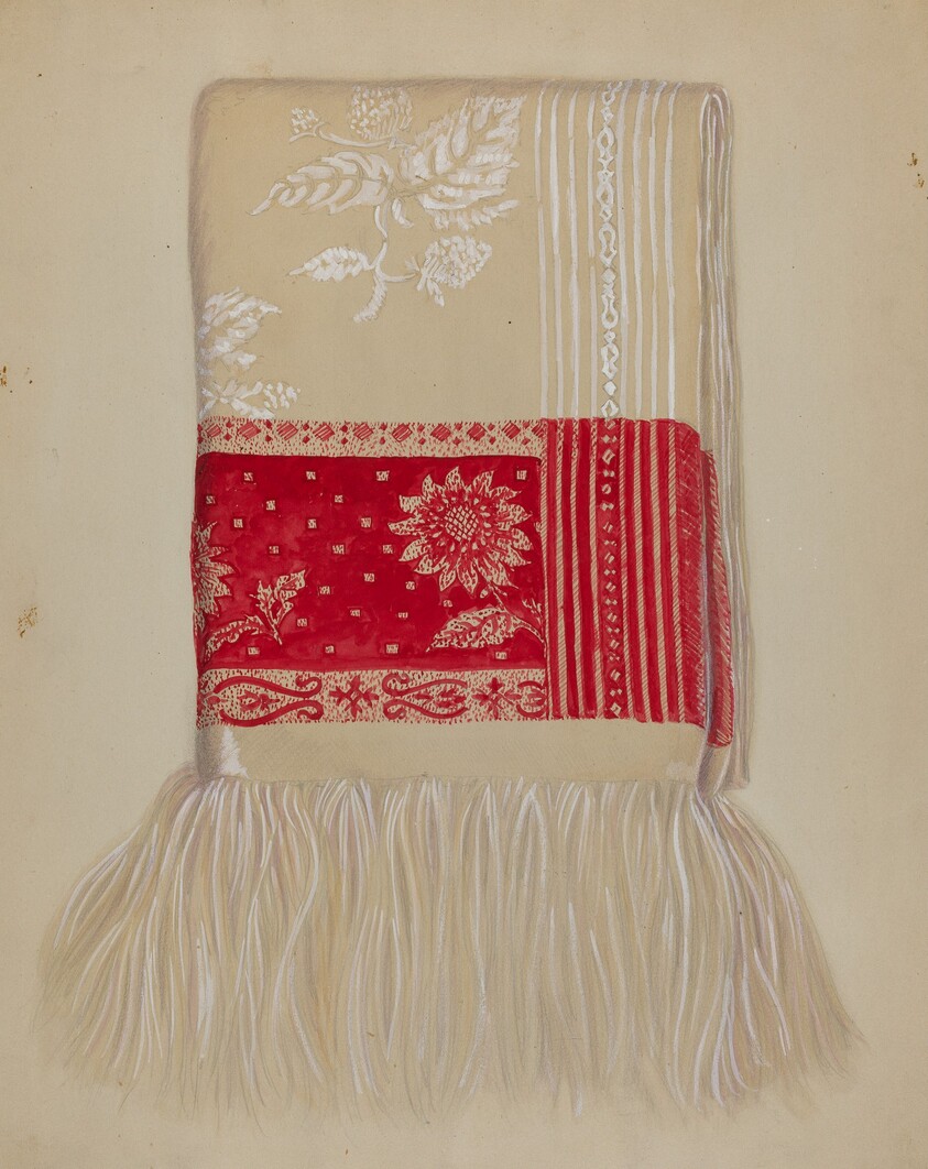 Linen - Red Border with Sunflower