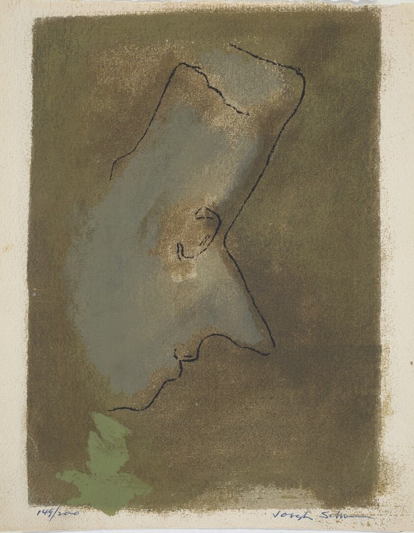 Untitled (Mozart Profile to Viewer's Right - on Dark Green Background)