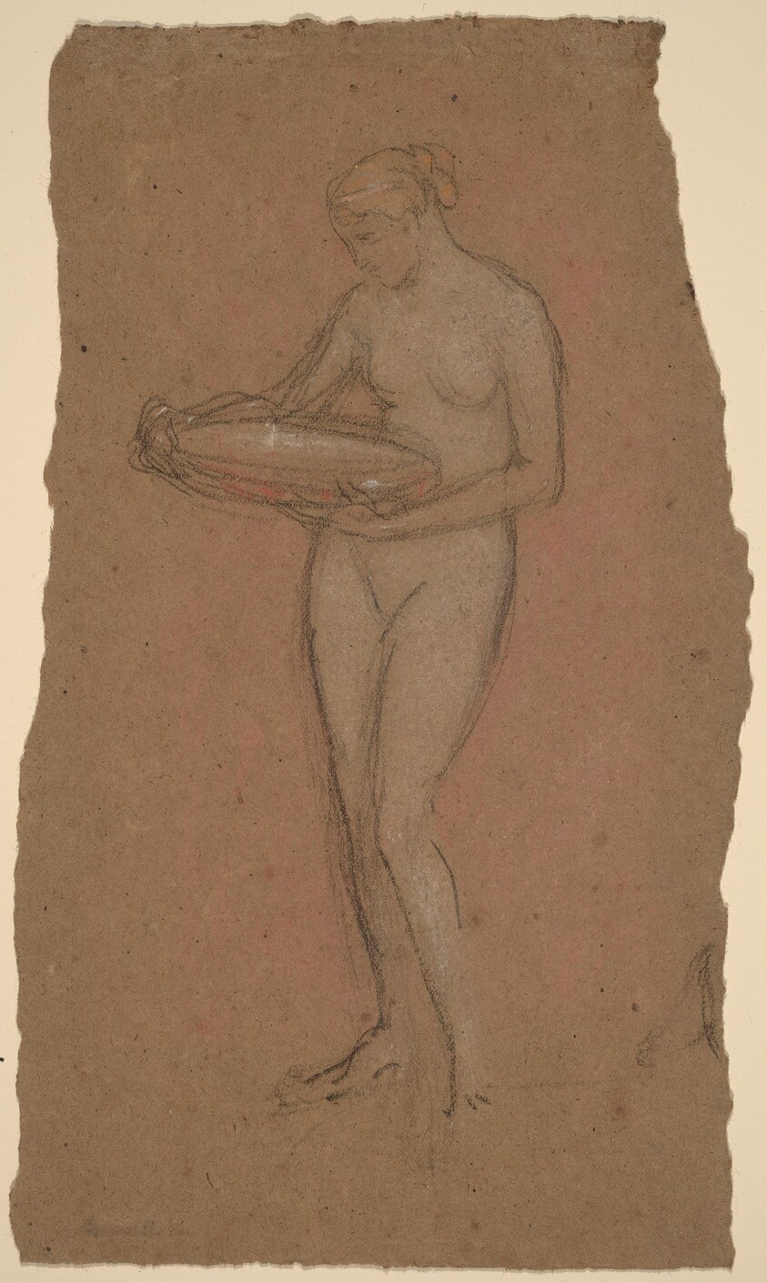 Standing Female Nude Holding a Bowl [recto]