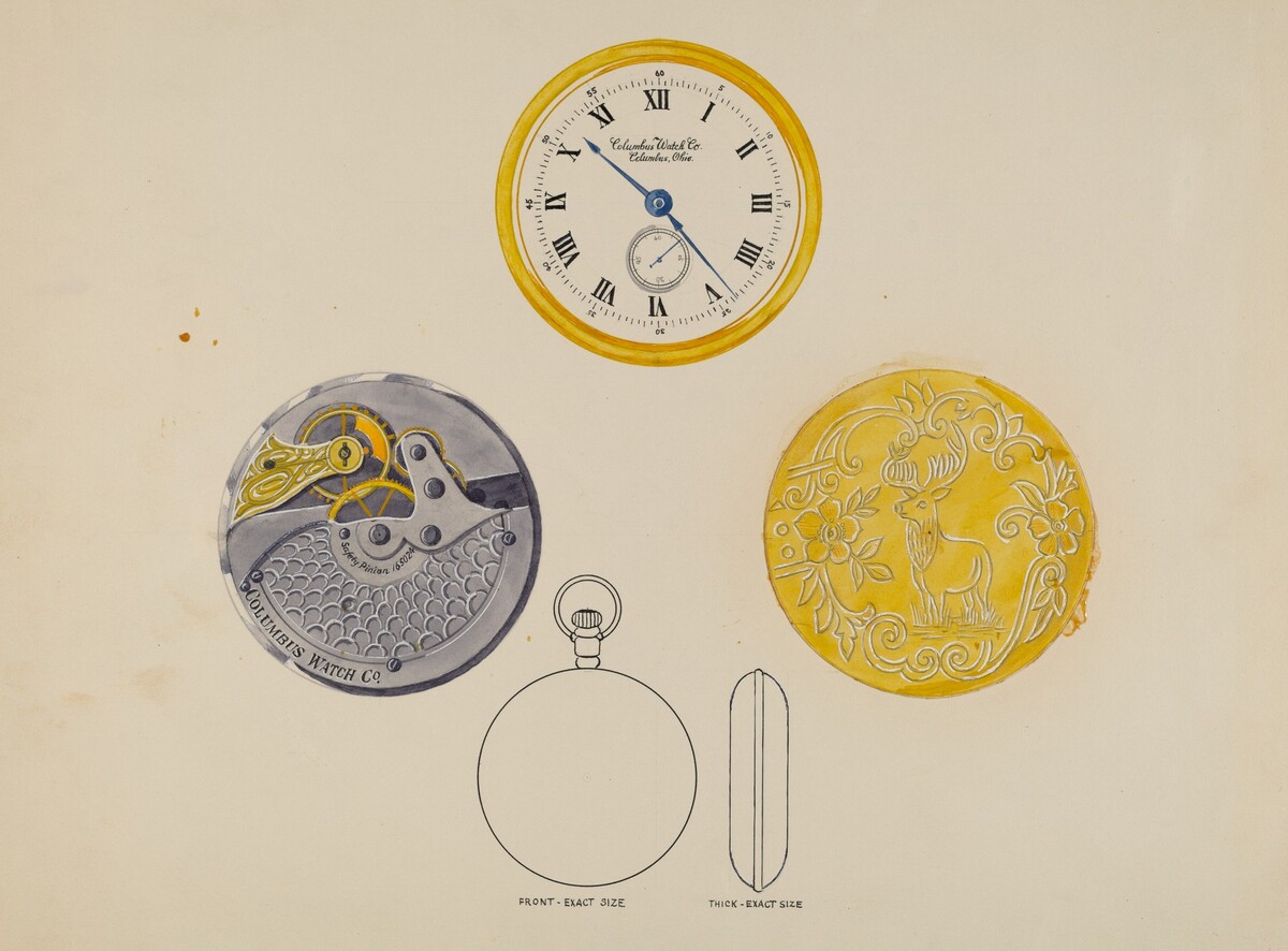 Gold Watch with Frame and Case