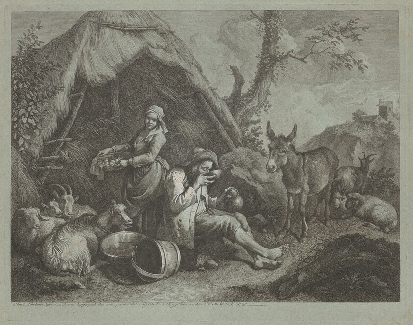 Seated Old Man and Woman with a Basket of Eggs