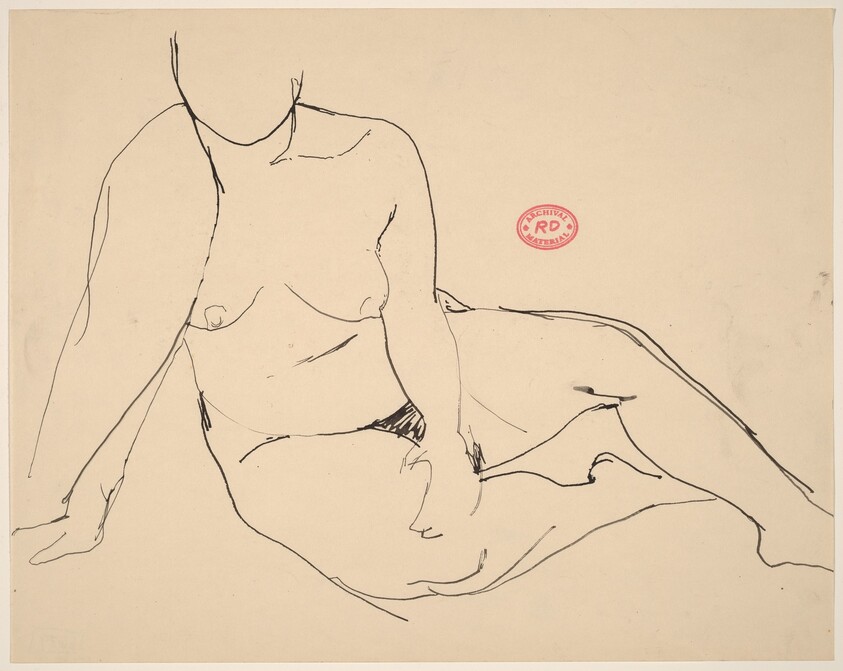Untitled [seated female nude with right arm draped]