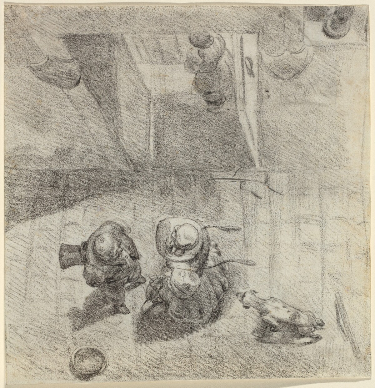 Bird's Eye View of a Man and Woman Conversing