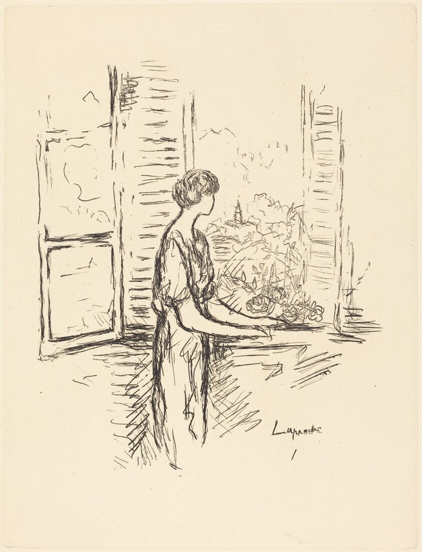 Woman Standing by an Open Window