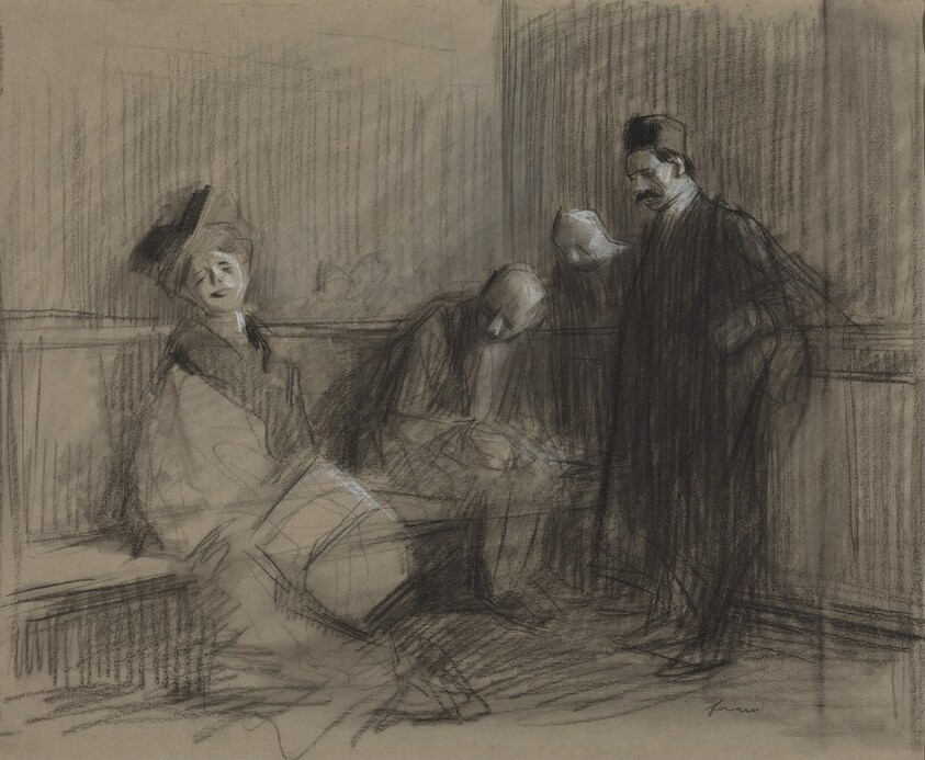 a) The Accused (recto); b) Study for The Accused (verso)