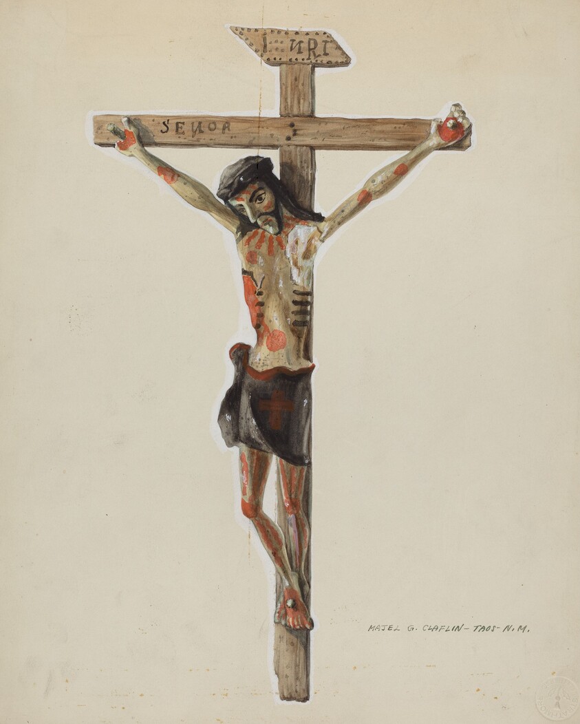 Painted Wooden Crucifix