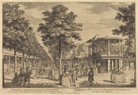 Vauxhall Gardens shewing the Grand Walk at the Entrance of the Garden and the Orchestra with Musick Playing, Johann Sebastian Müller after Samuel Wale, 1751