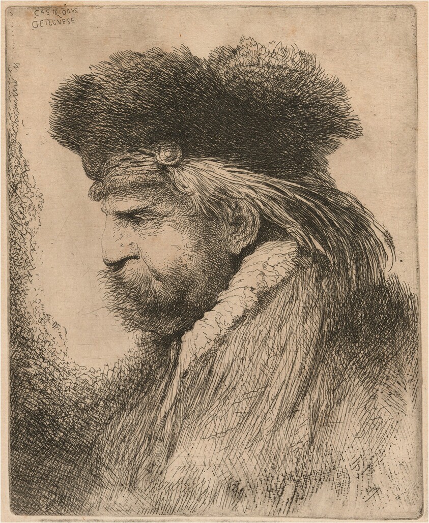 Bearded Man in a Fur Cap, Facing Left