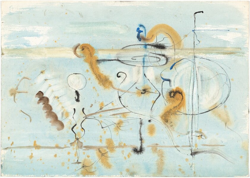 Abstract Composition in Blue, Green, Black, and Brown