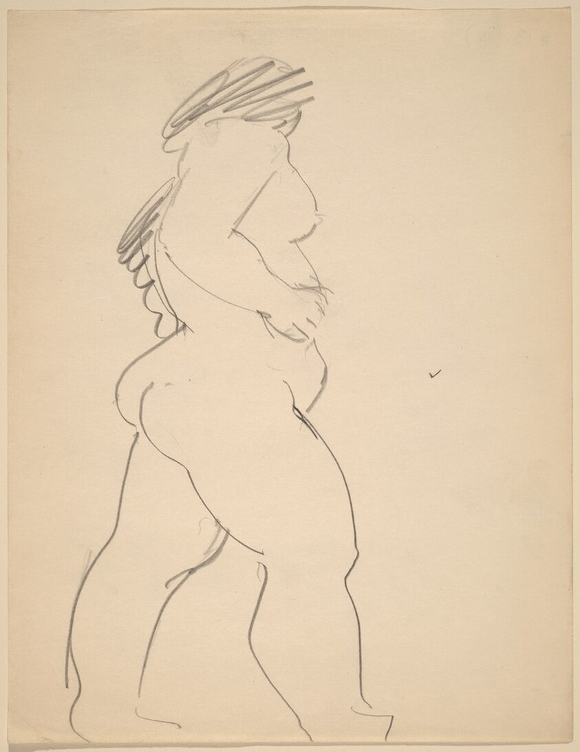 Standing Nude, Side View Facing Right, Head Turned Away
