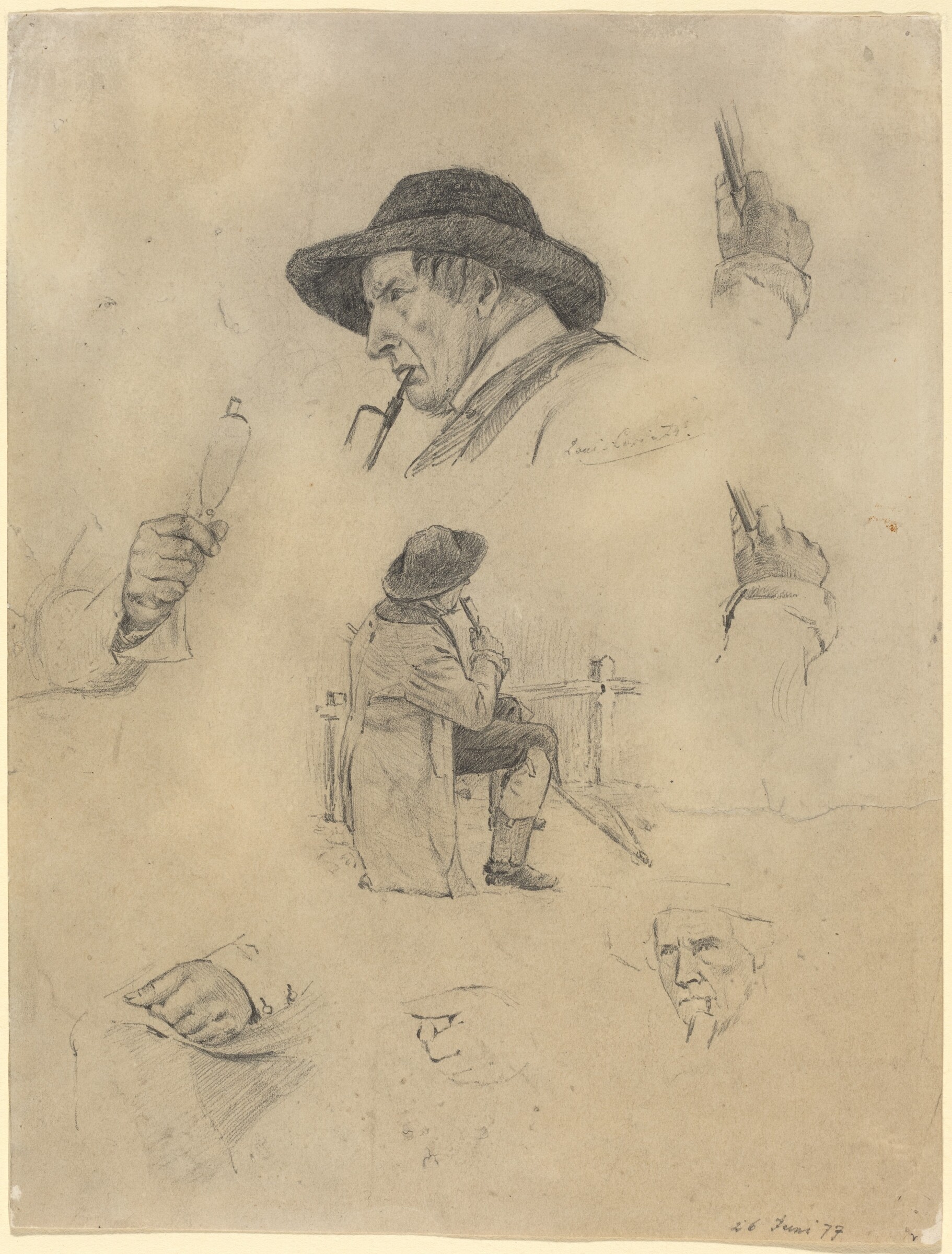 Sheet of Sketches, Lovis Corinth, 1877