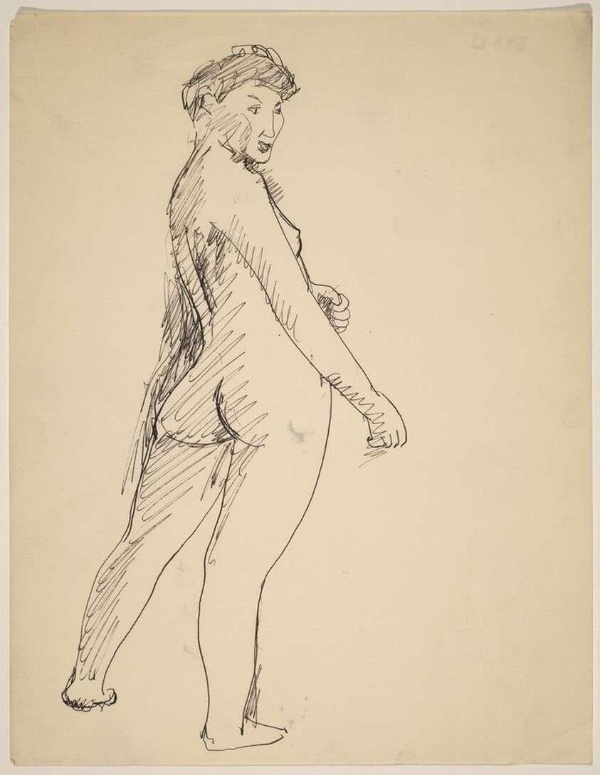 Standing Nude, Three-quarter View from the Back, Right Arm Extended