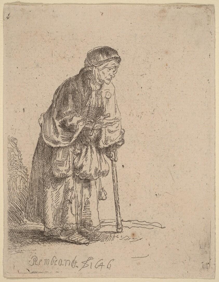 Beggar Woman Leaning on a Stick