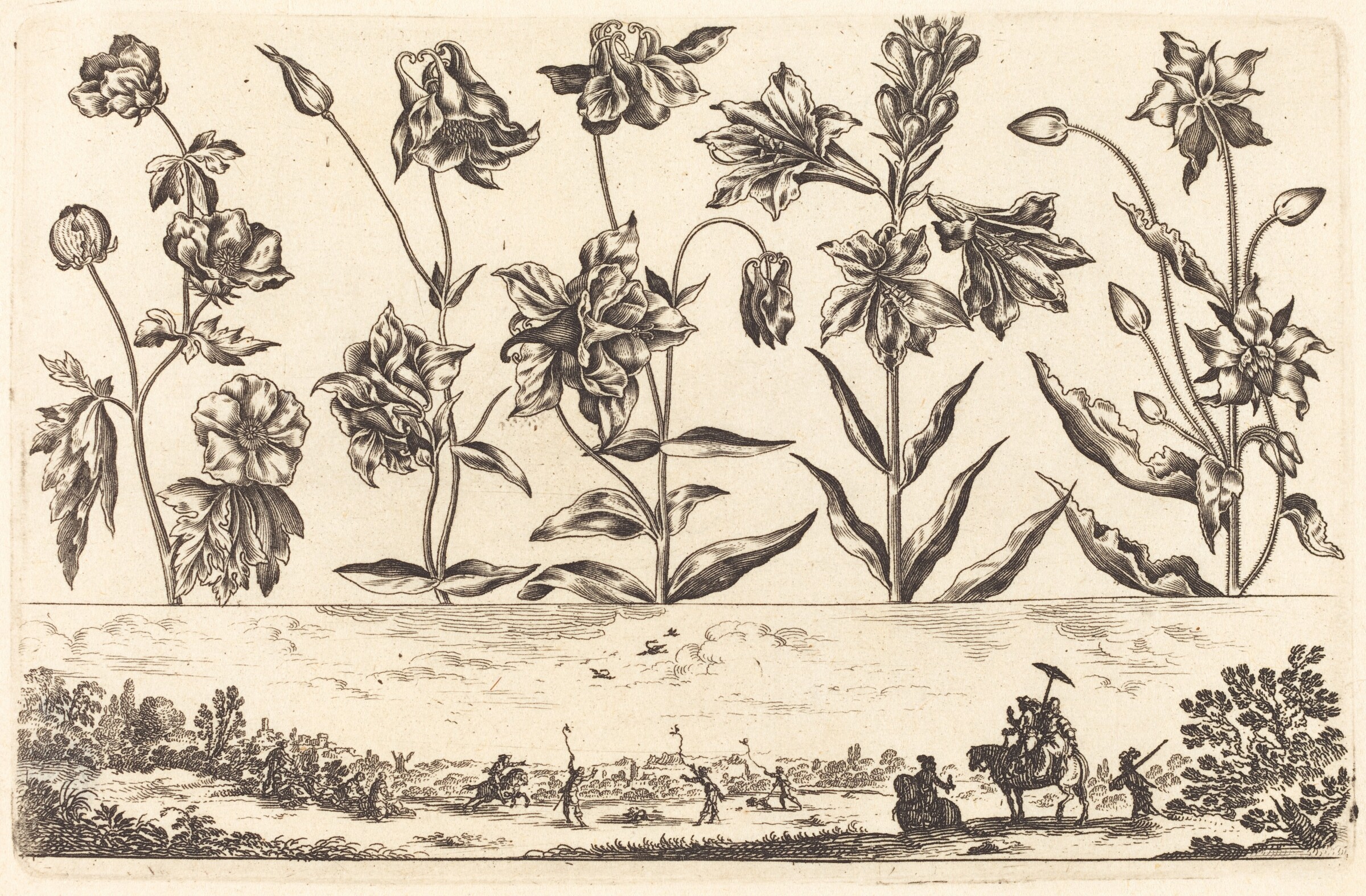 Flower Print no.6, Nicolas Cochin after Balthasar Moncornet, 1645